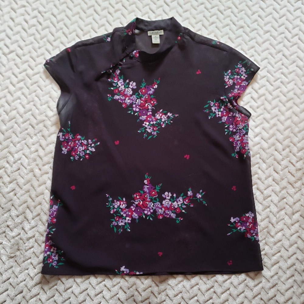 CALVIN KLEIN Sheer Floral Blouse